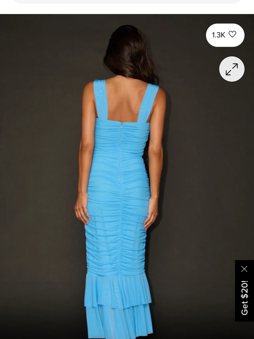 NWOT Lulu's Sky Blue Ruched Midi Dress - Picture 7 of 9